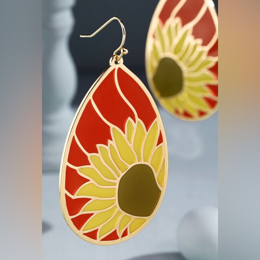 NEW Boutique Sunflower Stained Glass Red Bohemian Hippy Boho